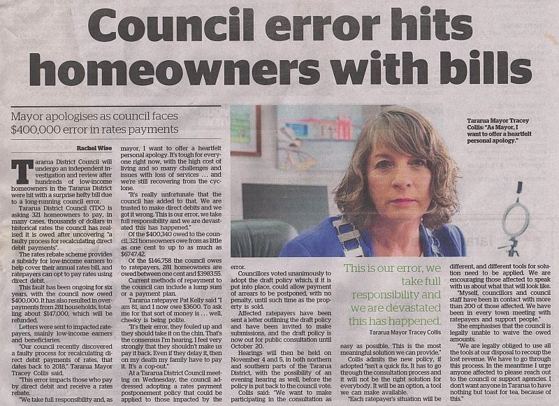 Newspaper clipping from the Bush Telegraph about the error.